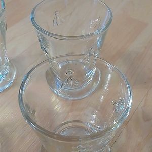 Set of 4 Napoleon La Rochere Bee Glass Tumblers 9oz France 4"h